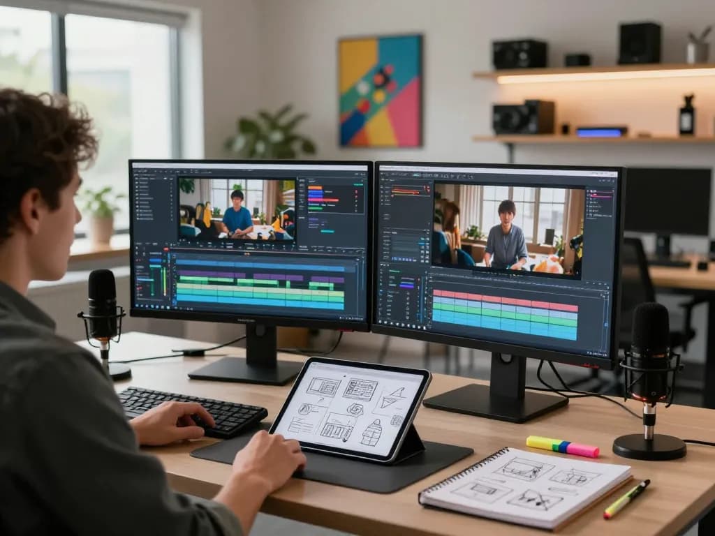 Video editing workspace showcasing Kling AI 2.14 in use, highlighting creative processes and dynamic animation.