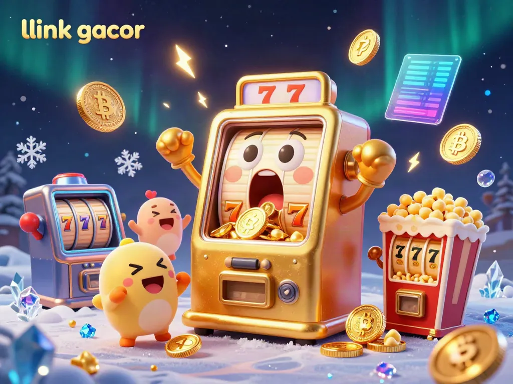 Win big with link gacor as the golden slot machine hits a jackpot, coins overflowing!