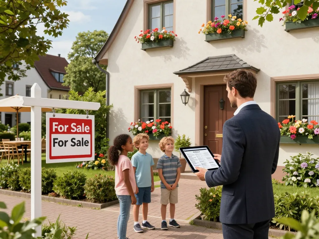 Immobilienmakler Frankfurt Eckenheim, der ein familienfreundliches Zuhause in einer lebhaften Nachbarschaft präsentiert.