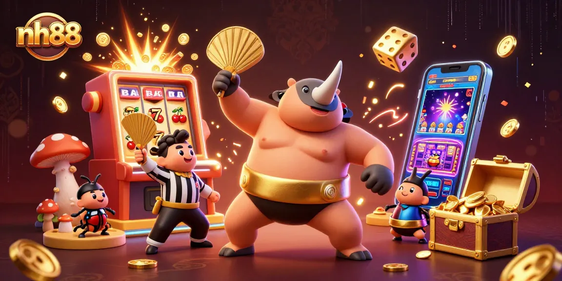 Experience thrilling wins with nh88 in a vibrant casino scene featuring animated characters and dynamic elements.