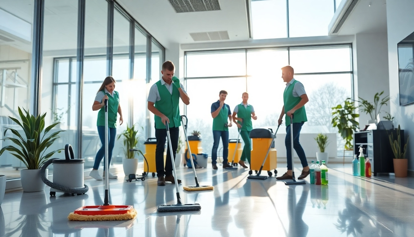 Efficient Gebäudereinigung Ulm in modern office showcases professional team and clean environment.