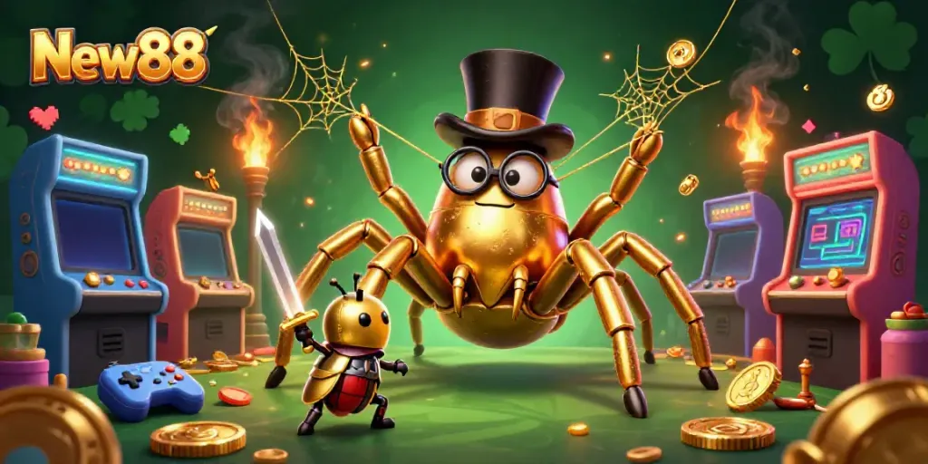 Experience thrilling gameplay at New88 with unique characters and vibrant casino elements.