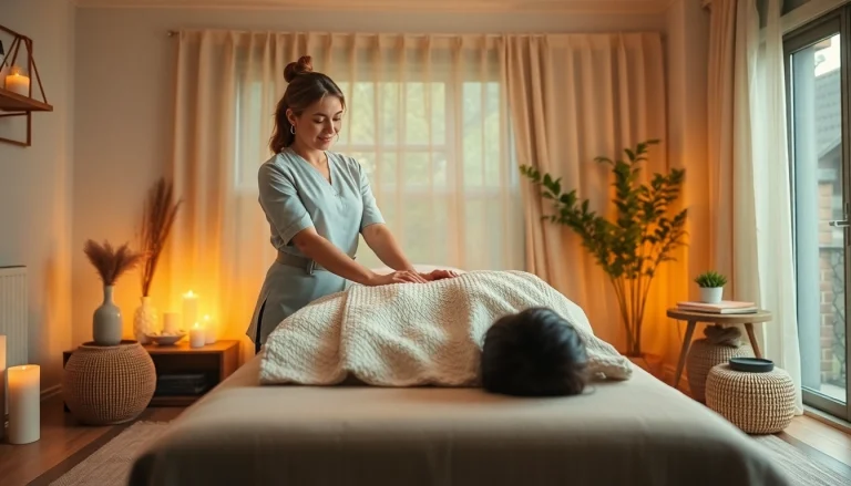평택출장마사지: 아늑한 가정 환경에서 전문 치료사가 편안한 마사지를 제공하는 모습.