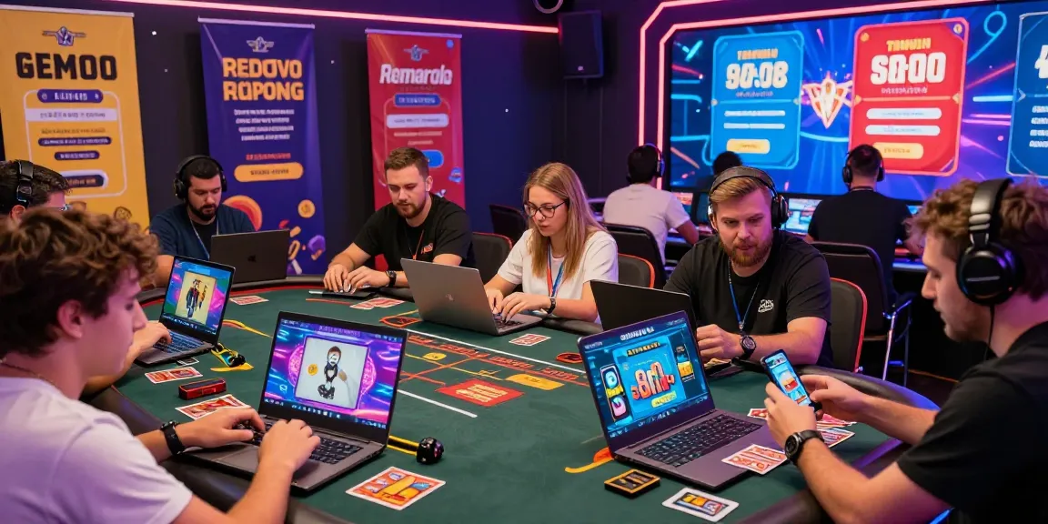 Players enjoying diverse card games at GEMWIN online casino, reflecting excitement and vibrant promotions.