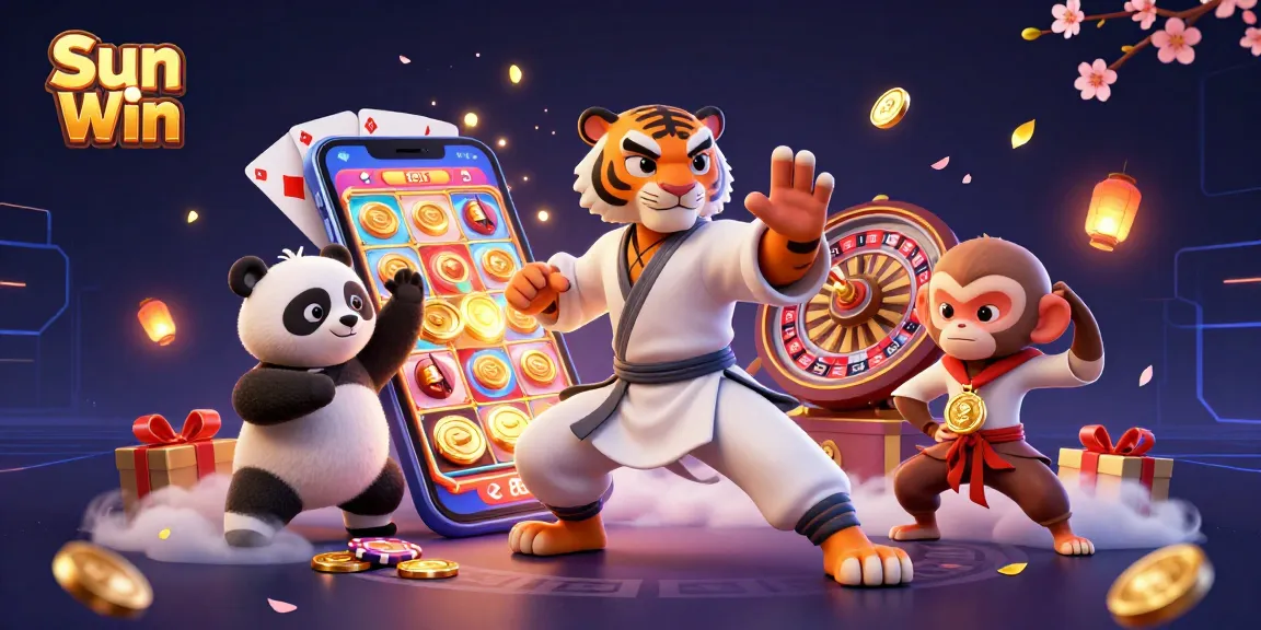 Spin to win at Sun Win with a vibrant 3D casino scene featuring engaging characters and thrilling game elements.