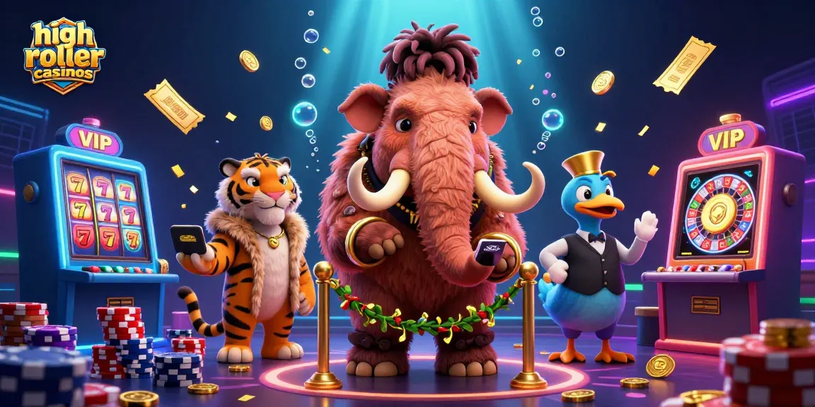 Engage with high roller casinos while the saber-tooth tiger enjoys VIP treatment in a vibrant gaming environment.